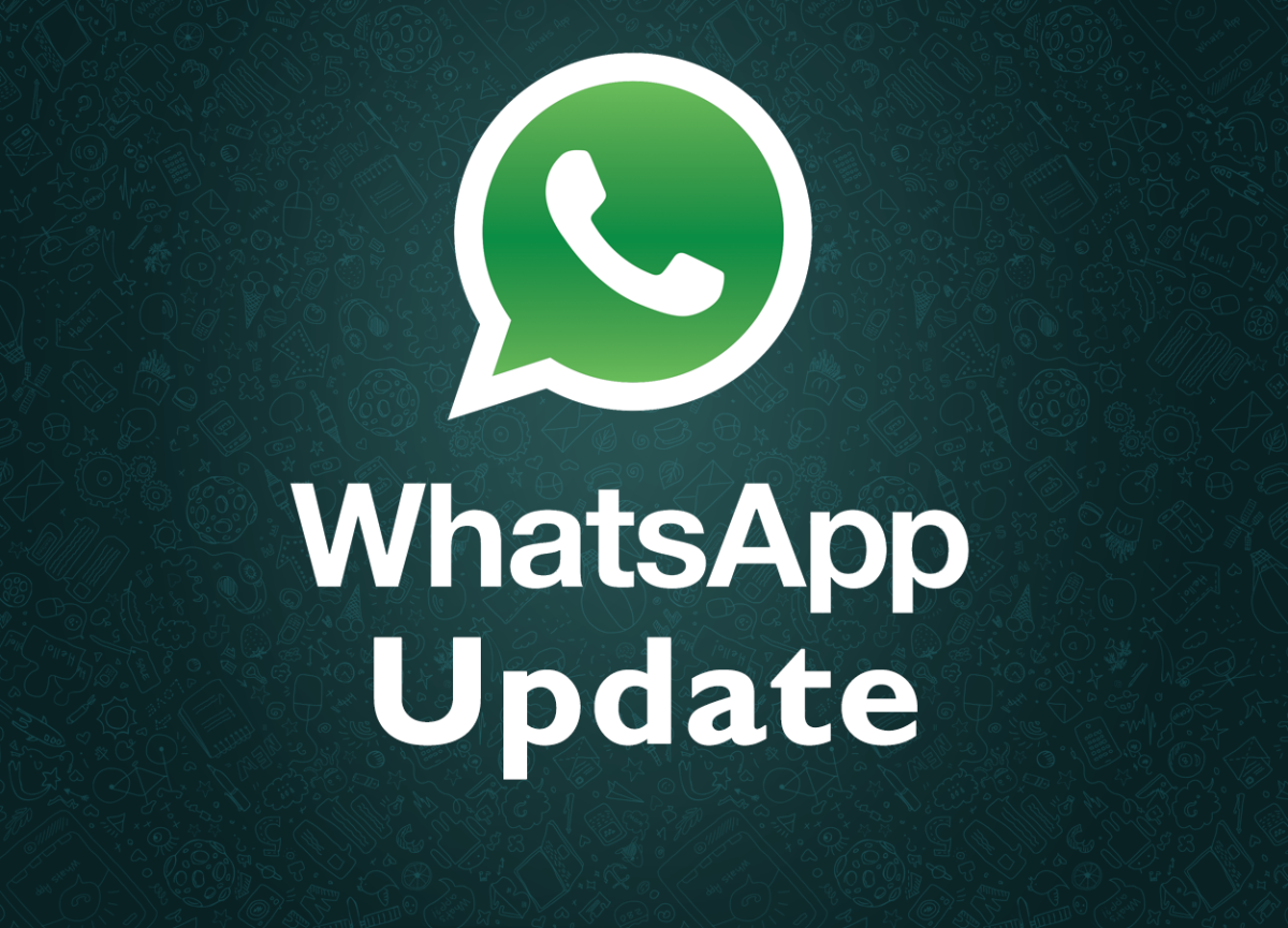  A green and white icon of the WhatsApp logo with the text "WhatsApp Update" below it, on a patterned green background.